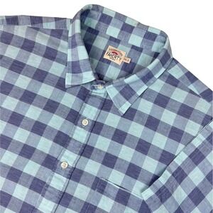 Faherty Button Up Shirt Mens XXL‎ Short Sleeve Plaid Linen Blend Lightweight